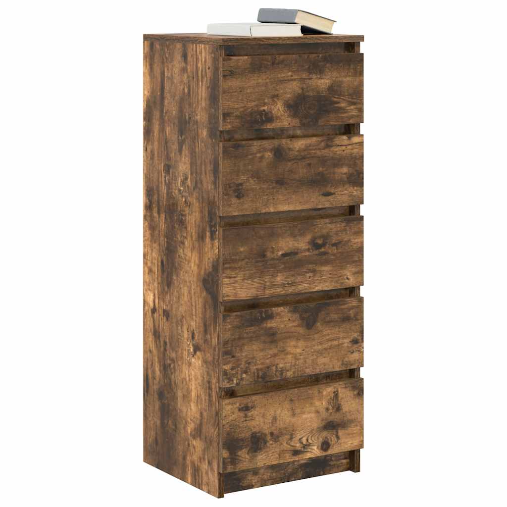Buffet avec tiroirs chêne fumé 37,5x35x99 cm bois d'ingénierie - XIOS