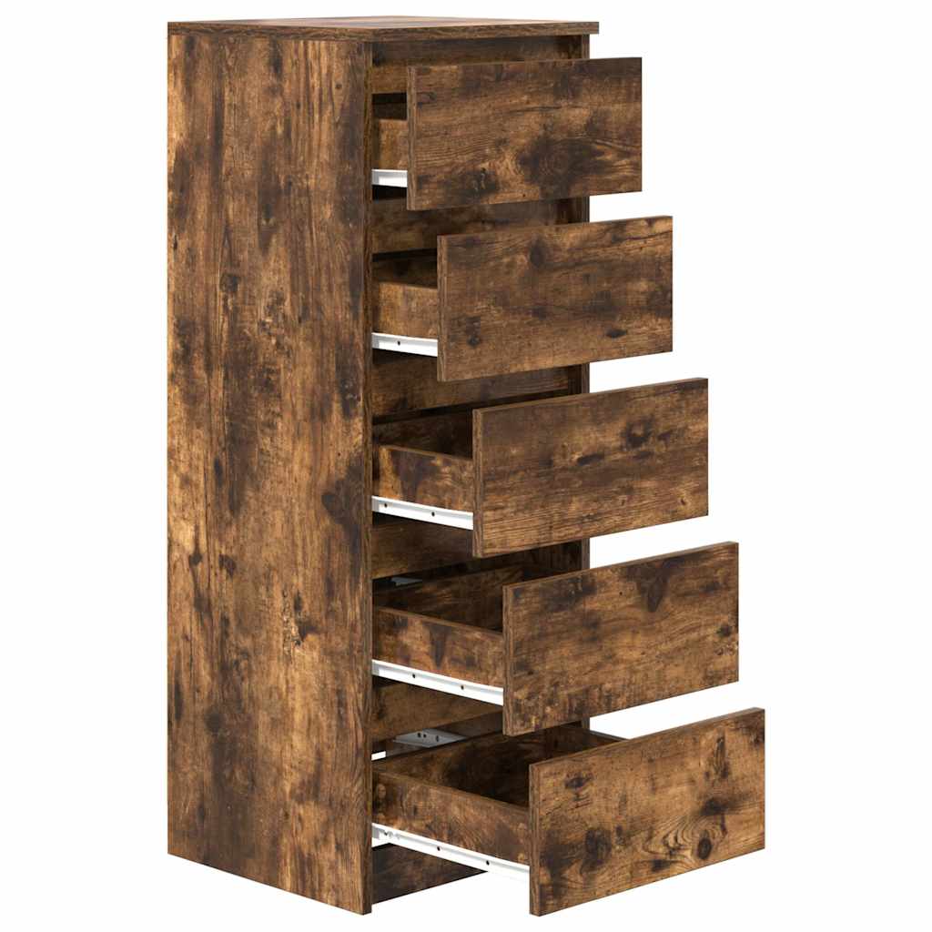 Buffet avec tiroirs chêne fumé 37,5x35x99 cm bois d'ingénierie - XIOS