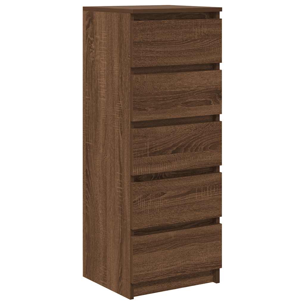 Buffet avec tiroirs chêne marron 37,5x35x99cm bois d'ingénierie - XIOS
