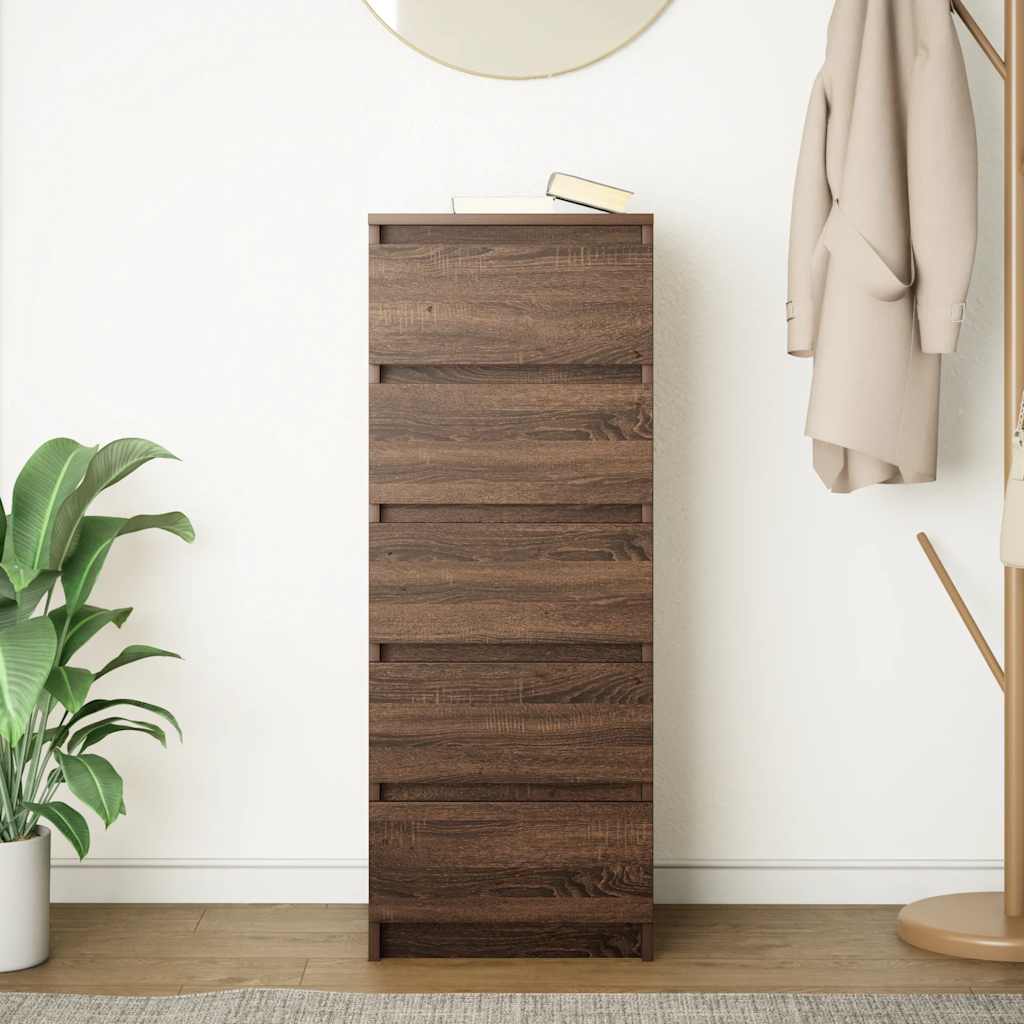 Buffet avec tiroirs chêne marron 37,5x35x99cm bois d'ingénierie - XIOS