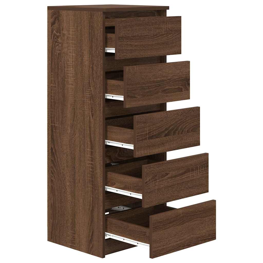 Buffet avec tiroirs chêne marron 37,5x35x99cm bois d'ingénierie - XIOS