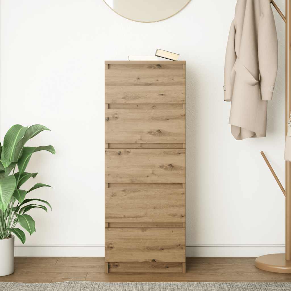 Buffet et tiroirs chêne artisanal 37,5x35x99 cm bois ingénierie - XIOS