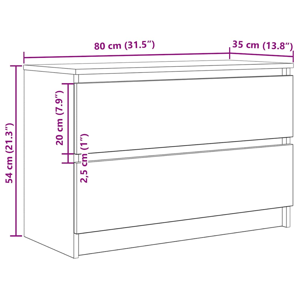 Meuble TV blanc 80x35x54 cm bois d'ingénierie - XIOS
