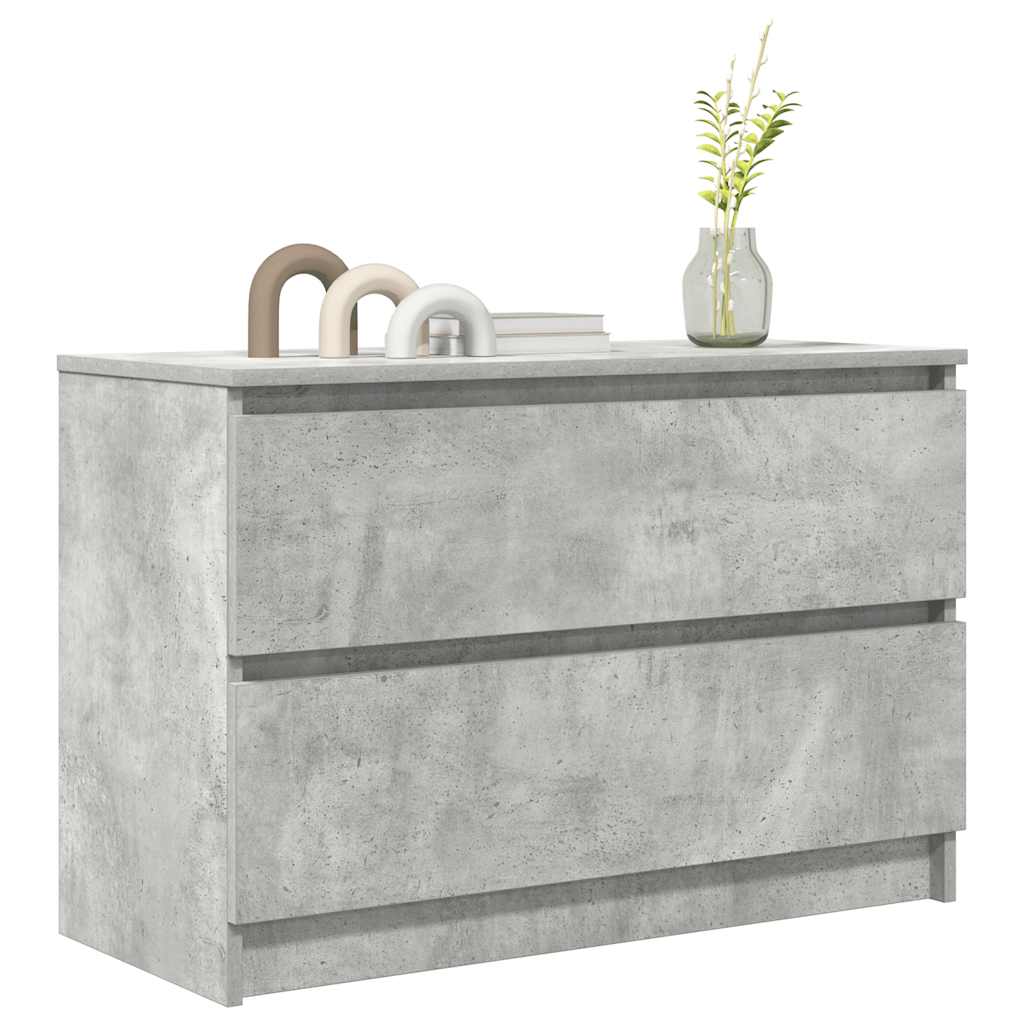 Meuble TV gris béton 80x35x54 cm bois d'ingénierie - XIOS