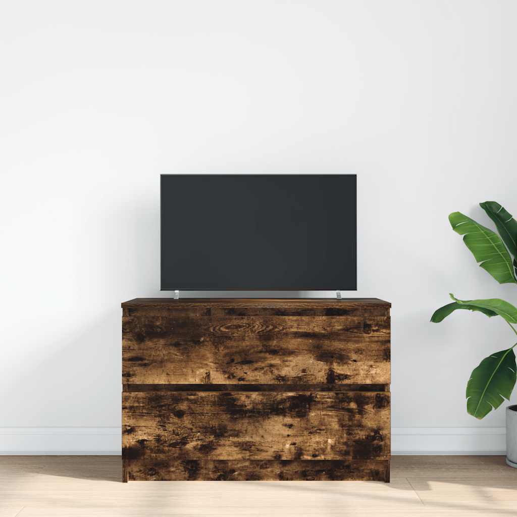 Meuble TV chêne fumé 80x35x54 cm bois d'ingénierie - XIOS