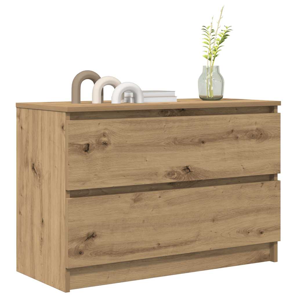 Meuble TV chêne artisanal 80x35x54 cm bois d'ingénierie - XIOS