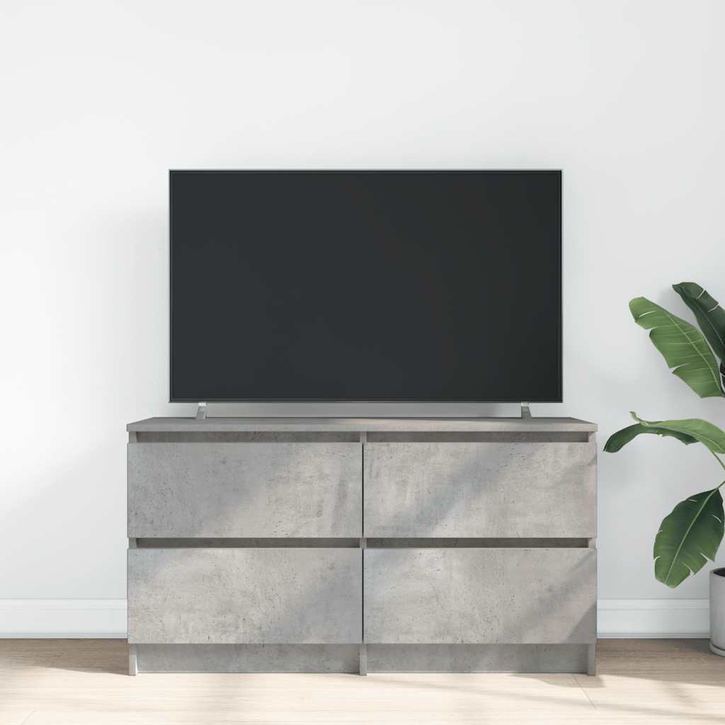 Meuble TV gris béton 100x35x54 cm bois d'ingénierie - XIOS