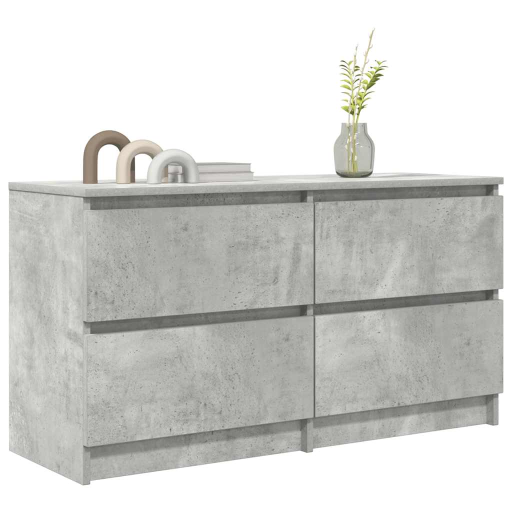 Meuble TV gris béton 100x35x54 cm bois d'ingénierie - XIOS
