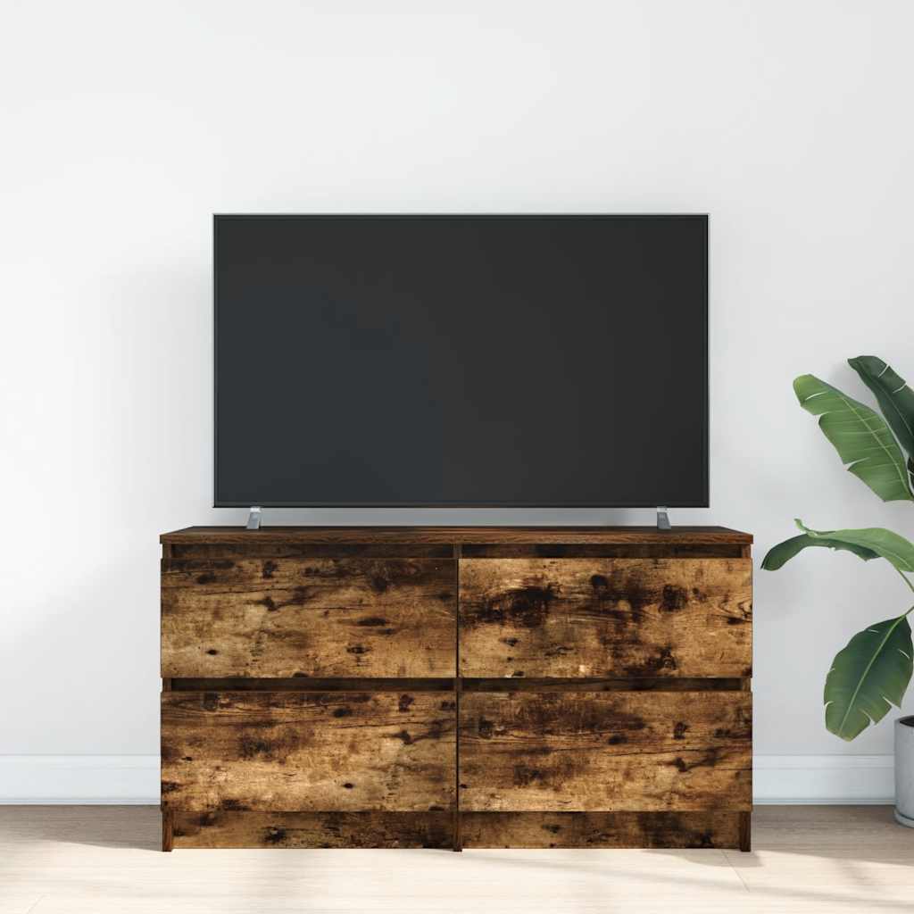 Meuble TV chêne fumé 100x35x54 cm bois d'ingénierie - XIOS
