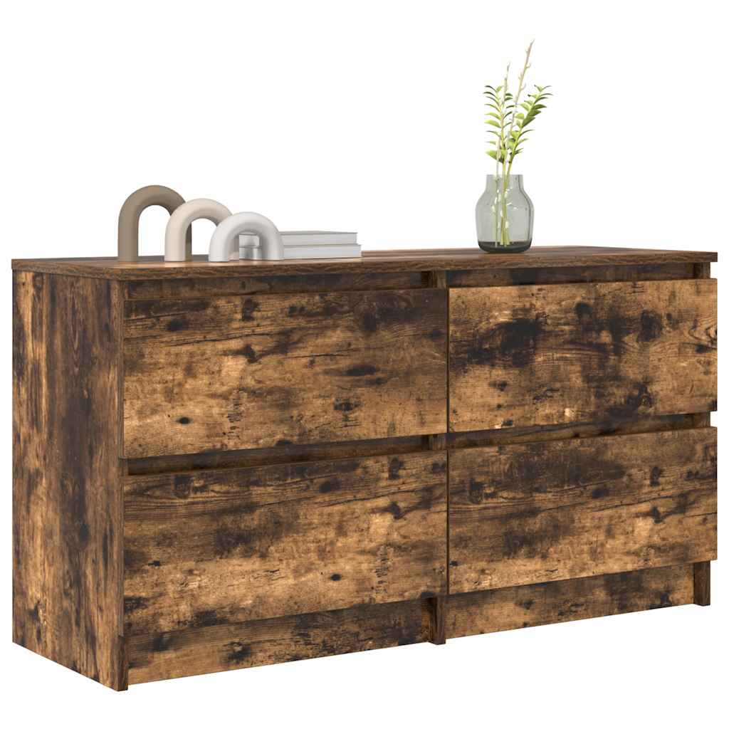 Meuble TV chêne fumé 100x35x54 cm bois d'ingénierie - XIOS