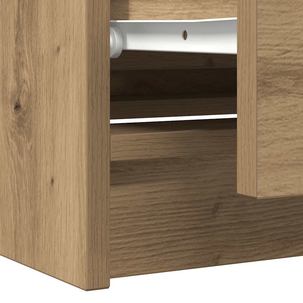 Meuble TV chêne artisanal 100x35x54 cm bois d'ingénierie - XIOS