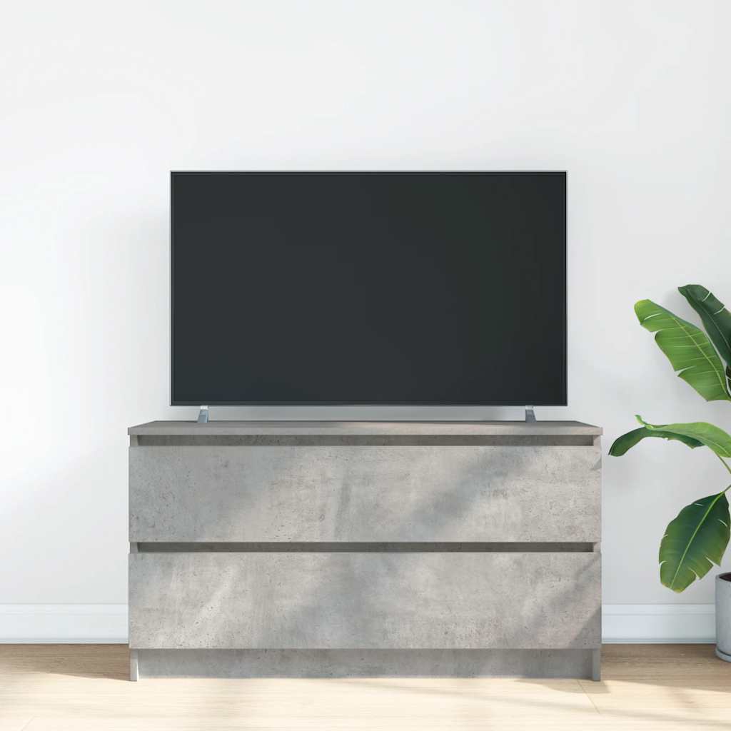 Meuble TV gris béton 100x35x54 cm bois d'ingénierie - XIOS