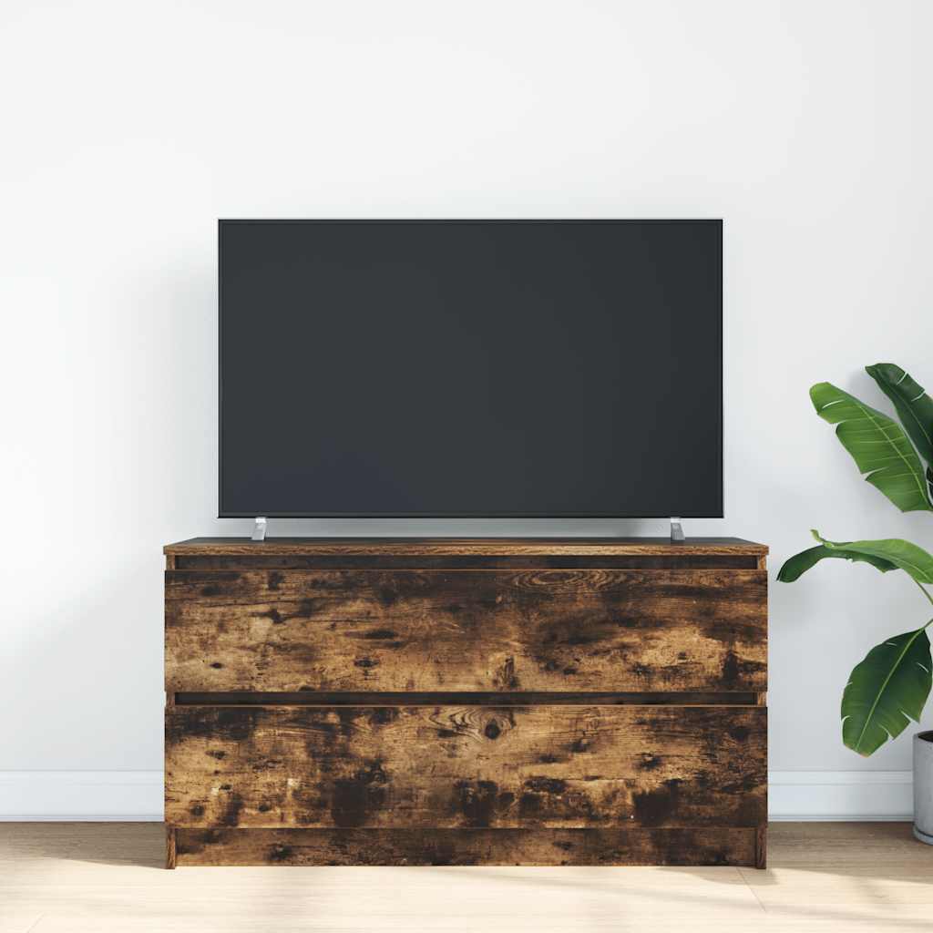 Meuble TV chêne fumé 100x35x54 cm bois d'ingénierie - XIOS