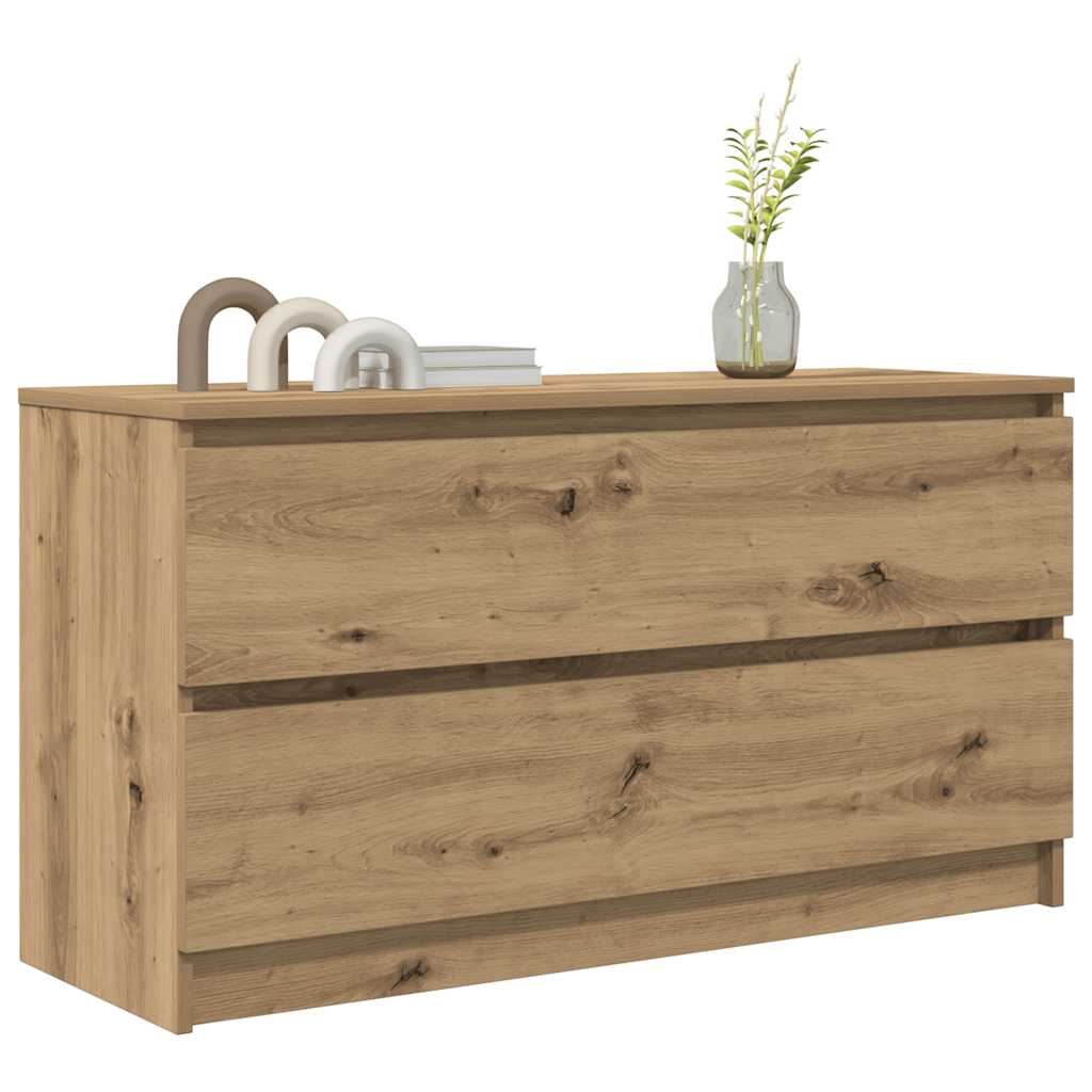 Meuble TV chêne artisanal 100x35x54 cm bois d'ingénierie - XIOS