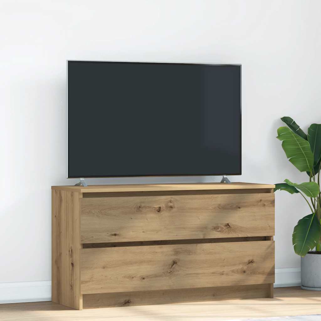 Meuble TV chêne artisanal 100x35x54 cm bois d'ingénierie - XIOS