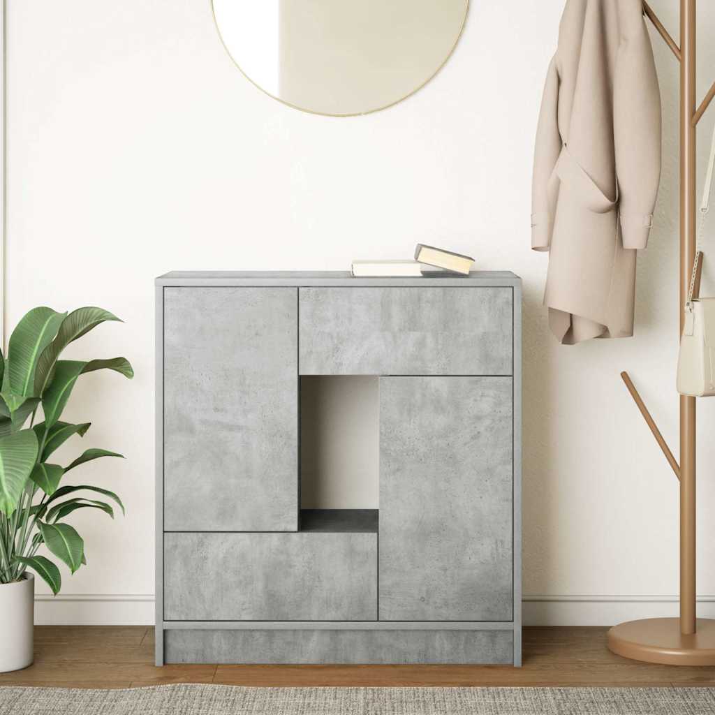 Buffet avec tiroirs et portes gris béton 70,5x34x74,5 cm