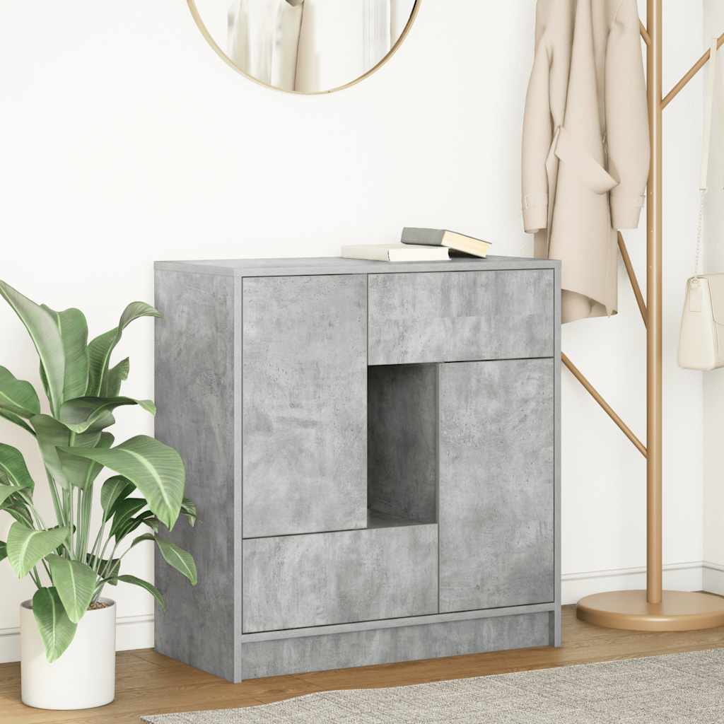 Buffet avec tiroirs et portes gris béton 70,5x34x74,5 cm
