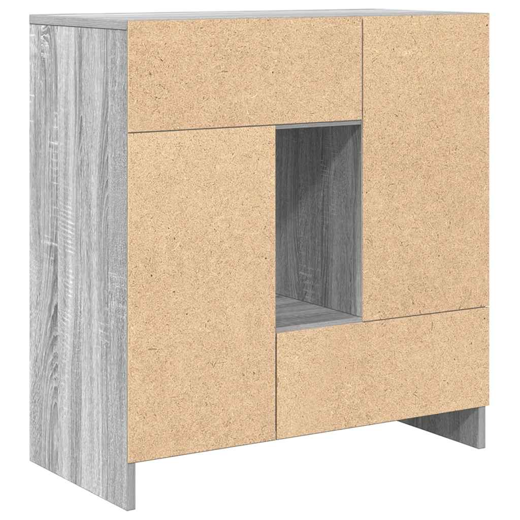 Buffet avec tiroirs et portes sonoma gris 70,5x34x74,5 cm