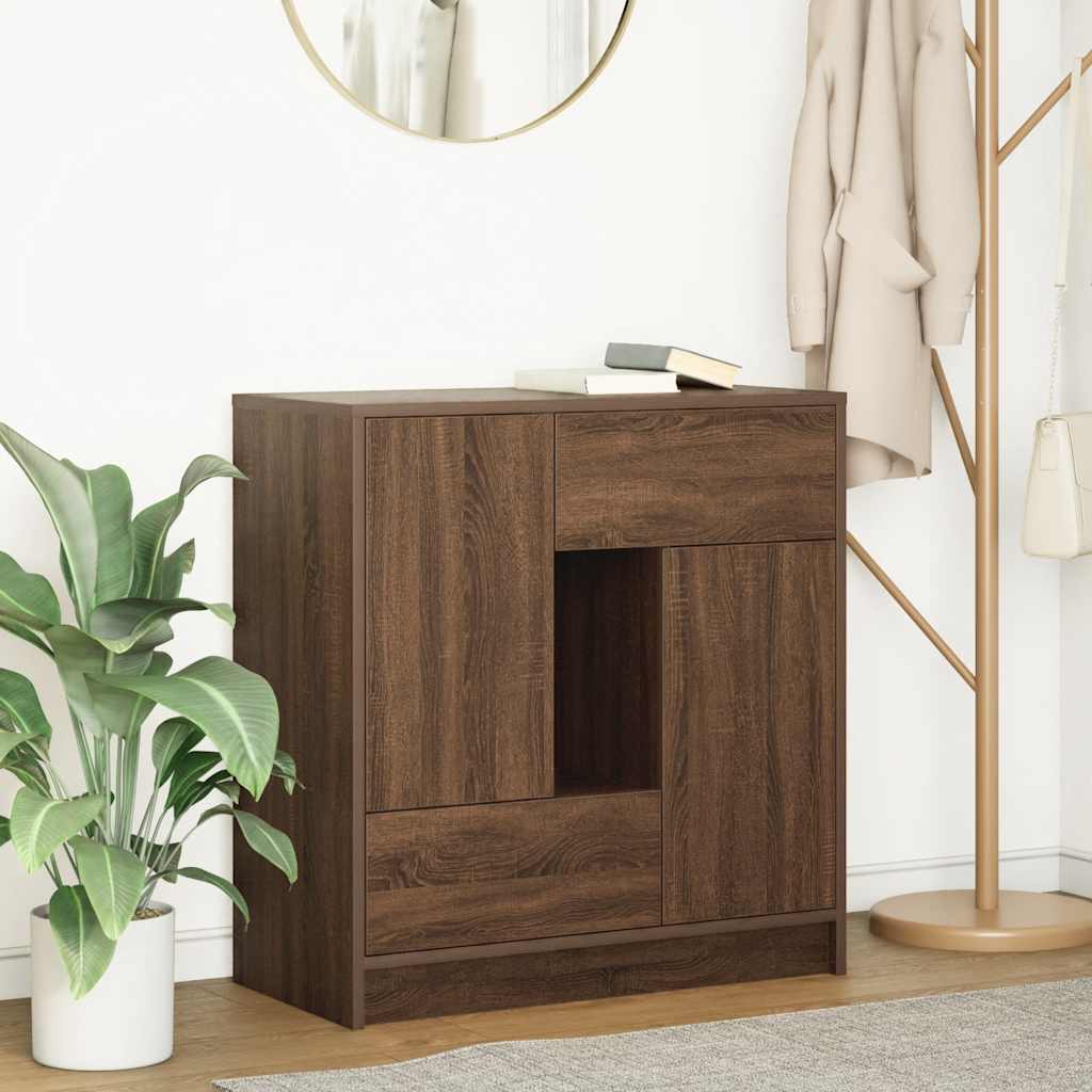 Buffet avec tiroirs et portes chêne marron 70,5x34x74,5 cm - XIOS