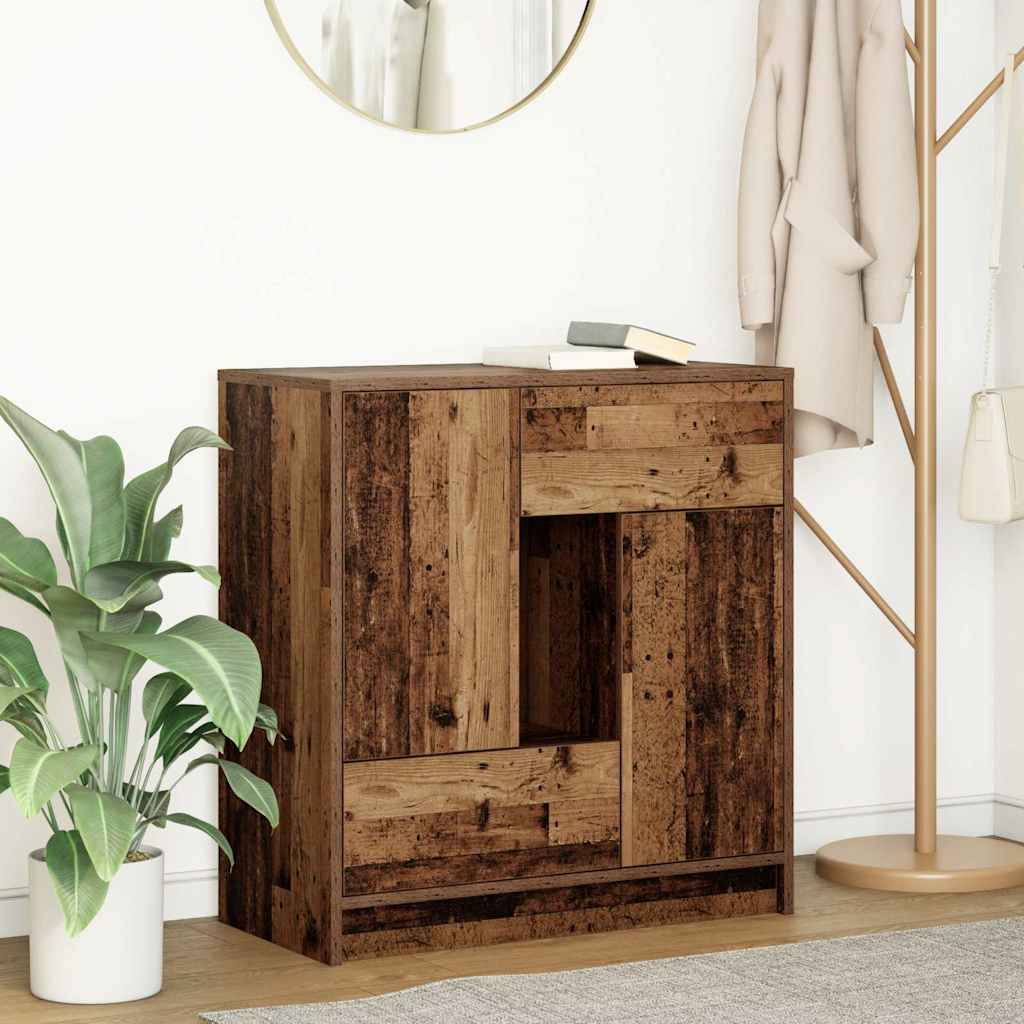 Buffet avec tiroirs et portes vieux bois 70,5x34x74,5 cm