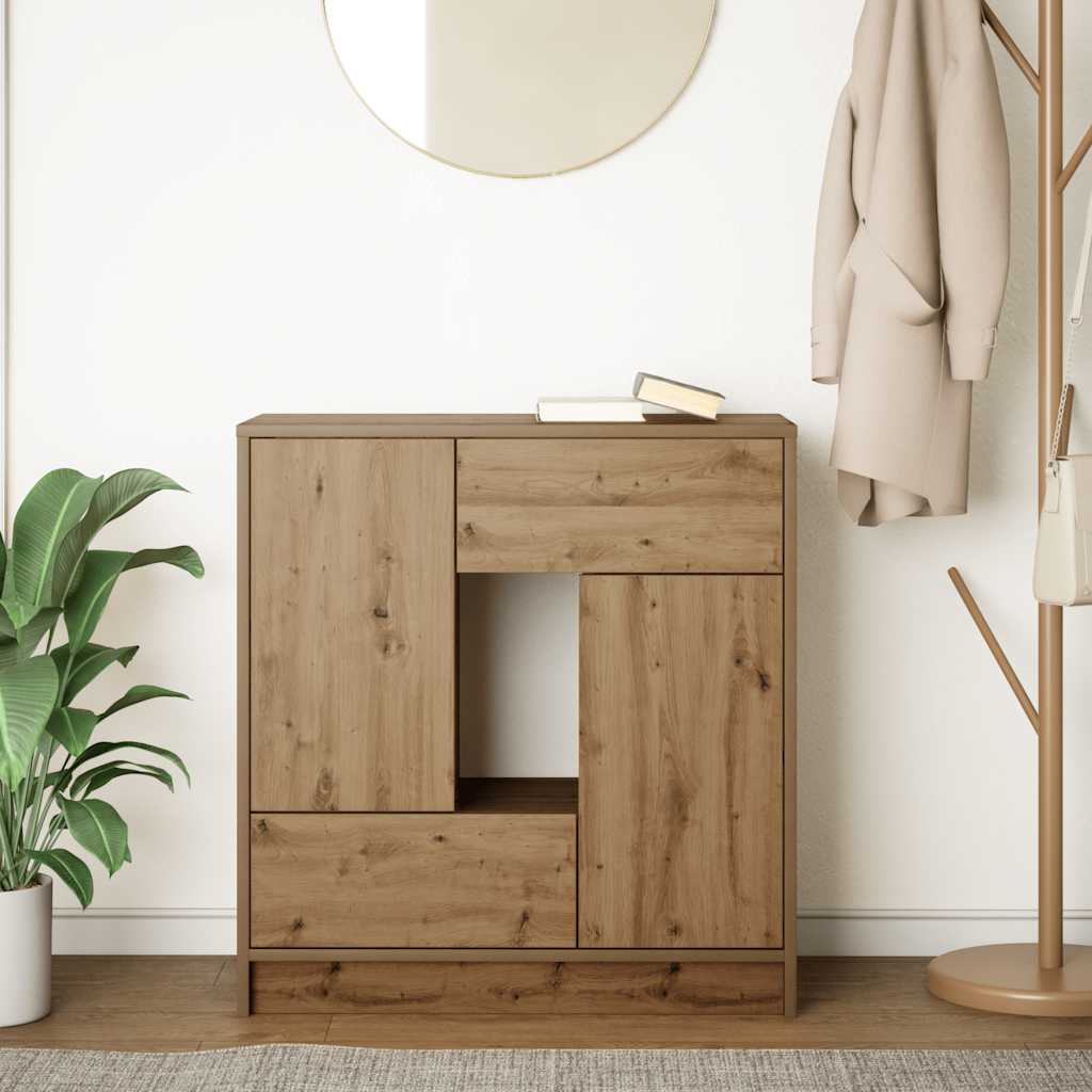 Buffet avec tiroirs et portes chêne artisanal 70,5x34x74,5 cm - XIOS