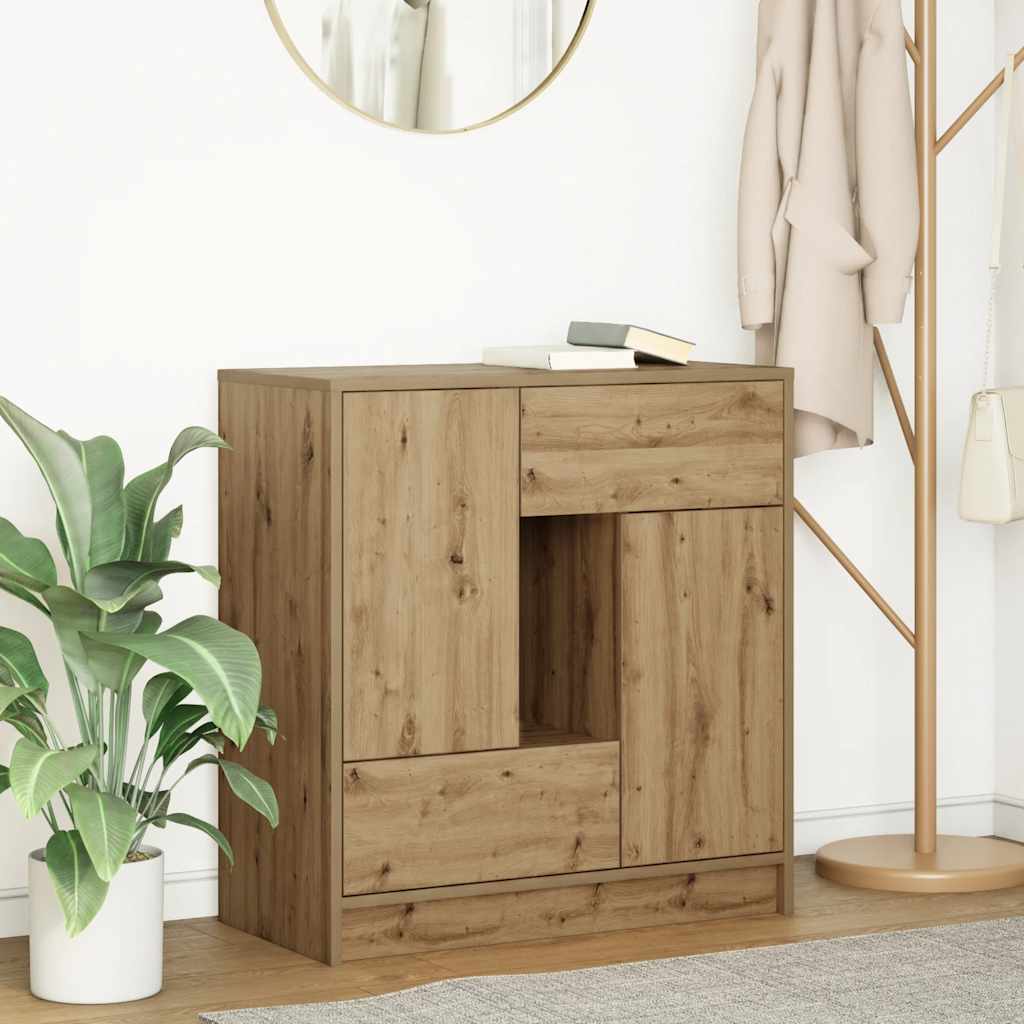 Buffet avec tiroirs et portes chêne artisanal 70,5x34x74,5 cm - XIOS