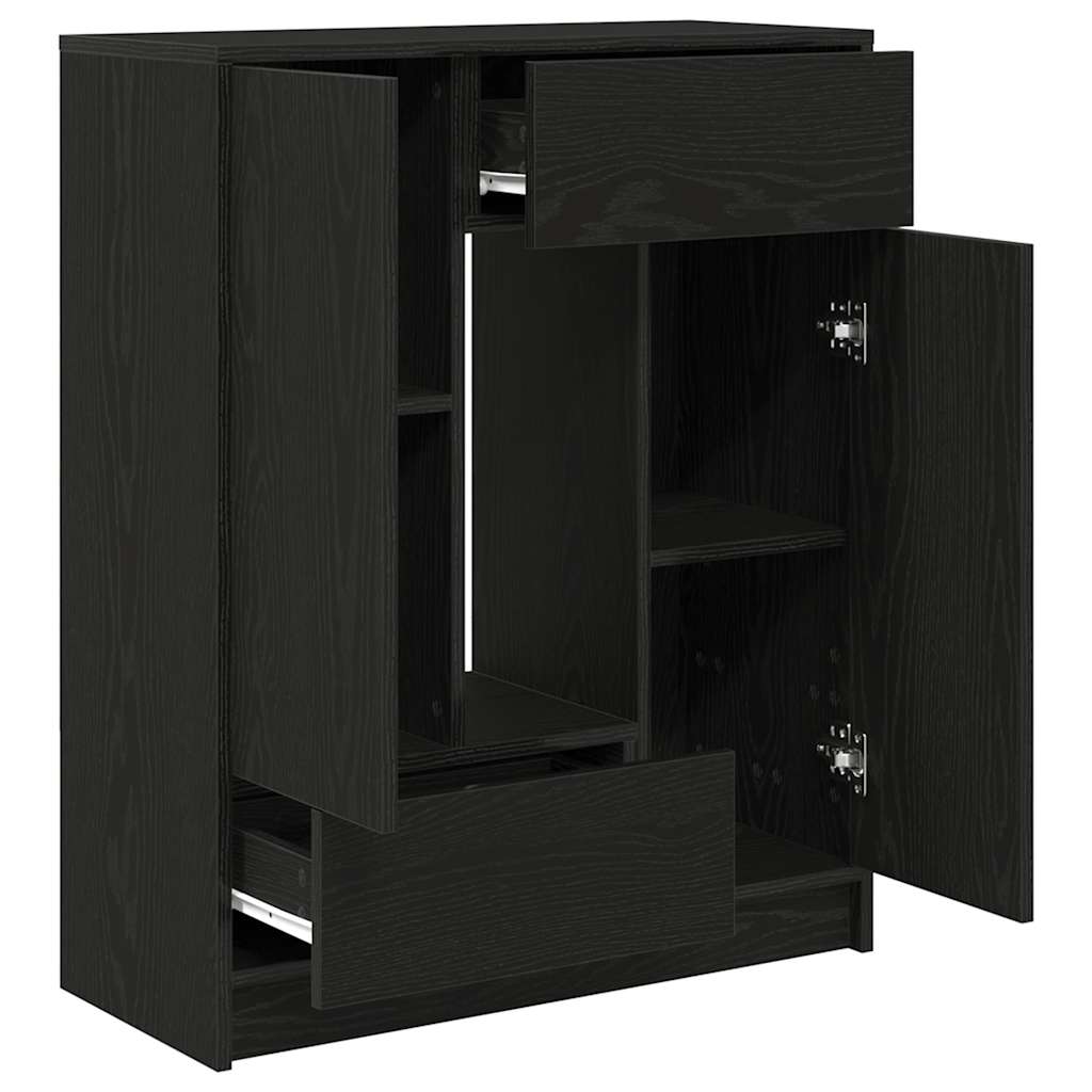 Buffet avec tiroirs et portes chêne noir 73x31x90 cm - XIOS