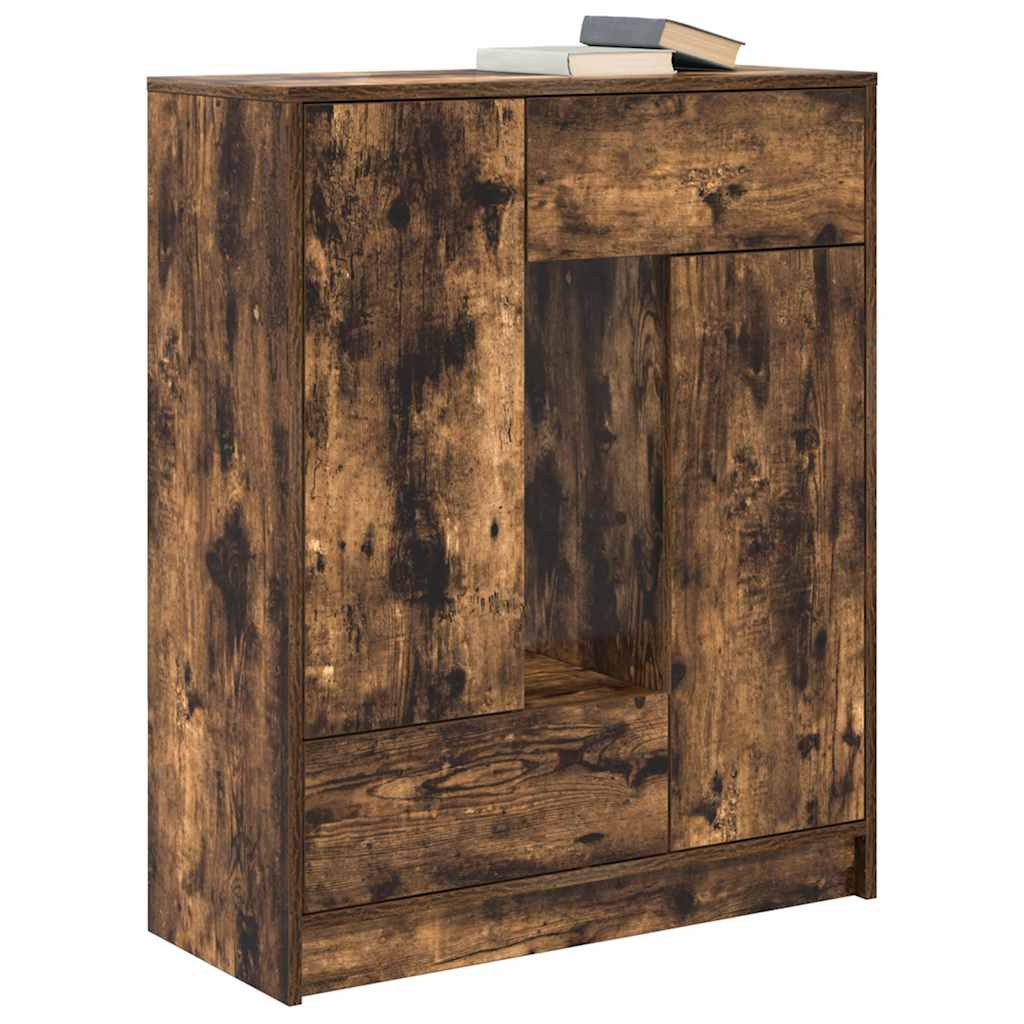 Buffet avec tiroirs et portes chêne fumé 73x31x90 cm - XIOS