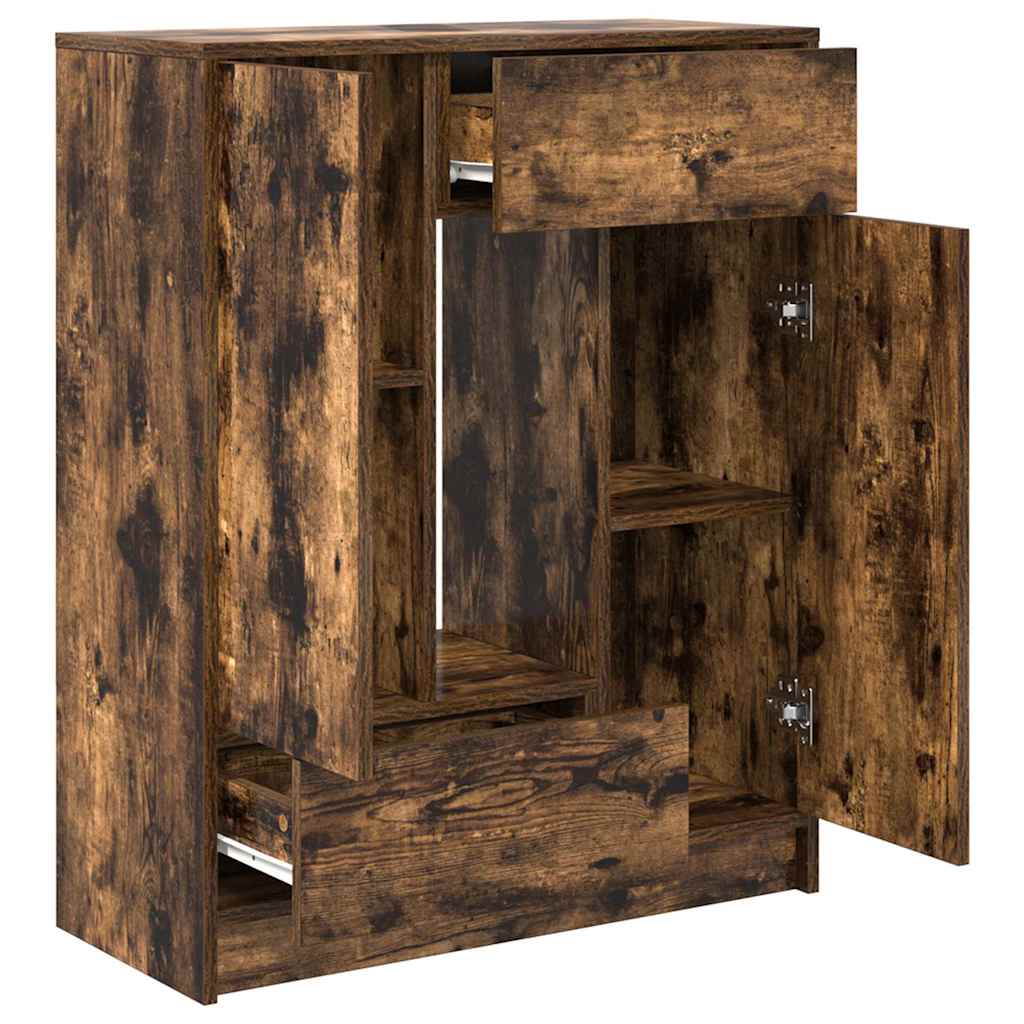 Buffet avec tiroirs et portes chêne fumé 73x31x90 cm - XIOS