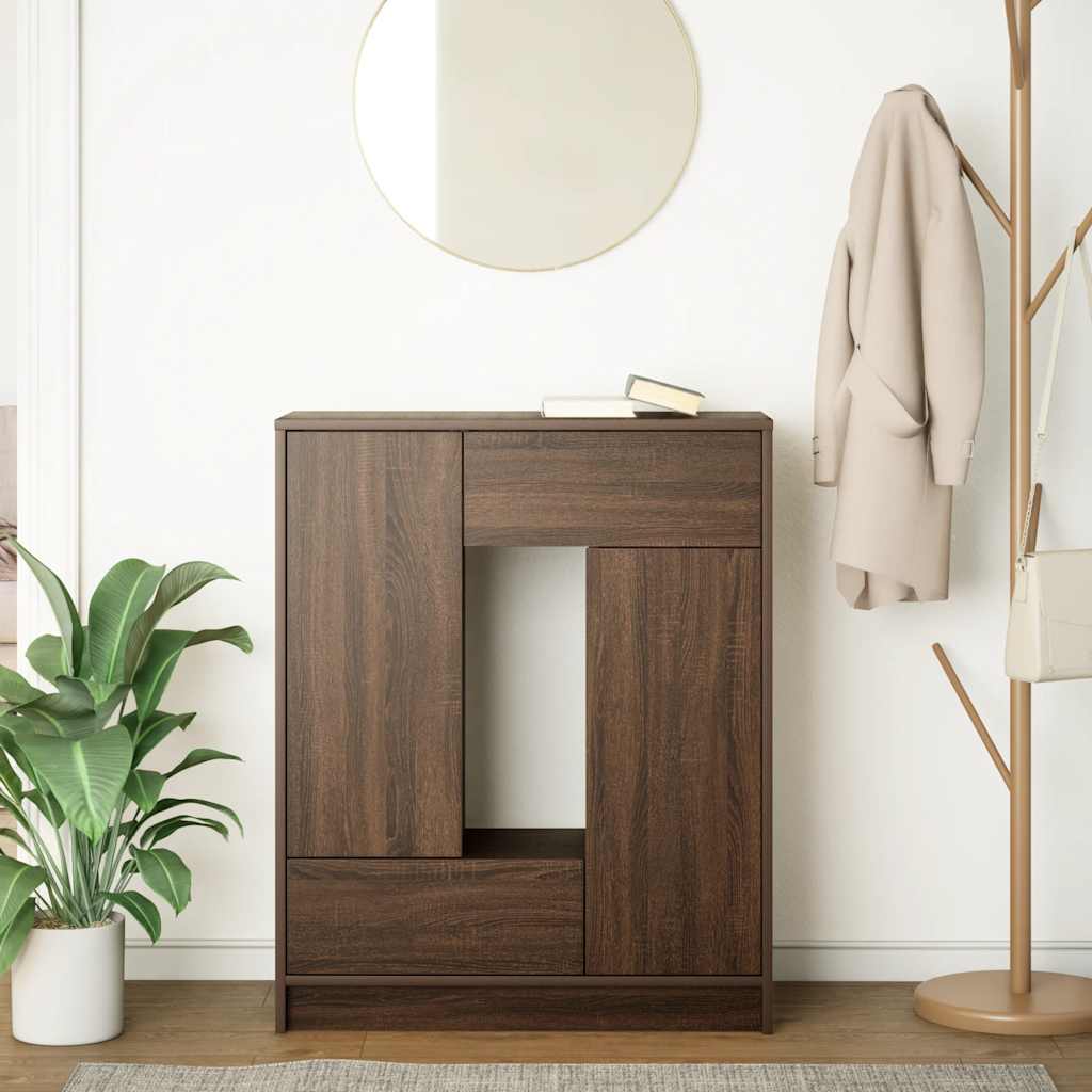 Buffet avec tiroirs et portes chêne marron 73x31x90 cm - XIOS