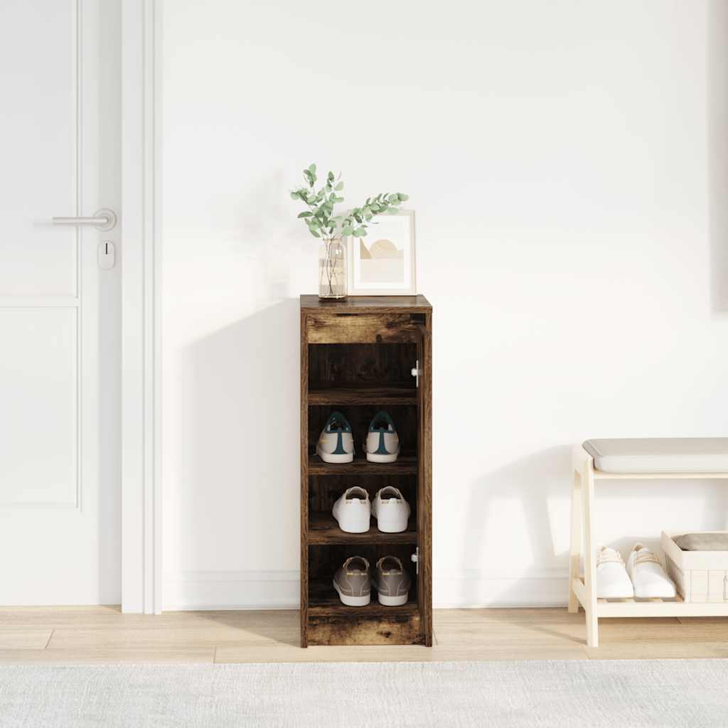 Armoire à chaussures chêne fumé 29,5x34x76 cm bois d'ingénierie - XIOS