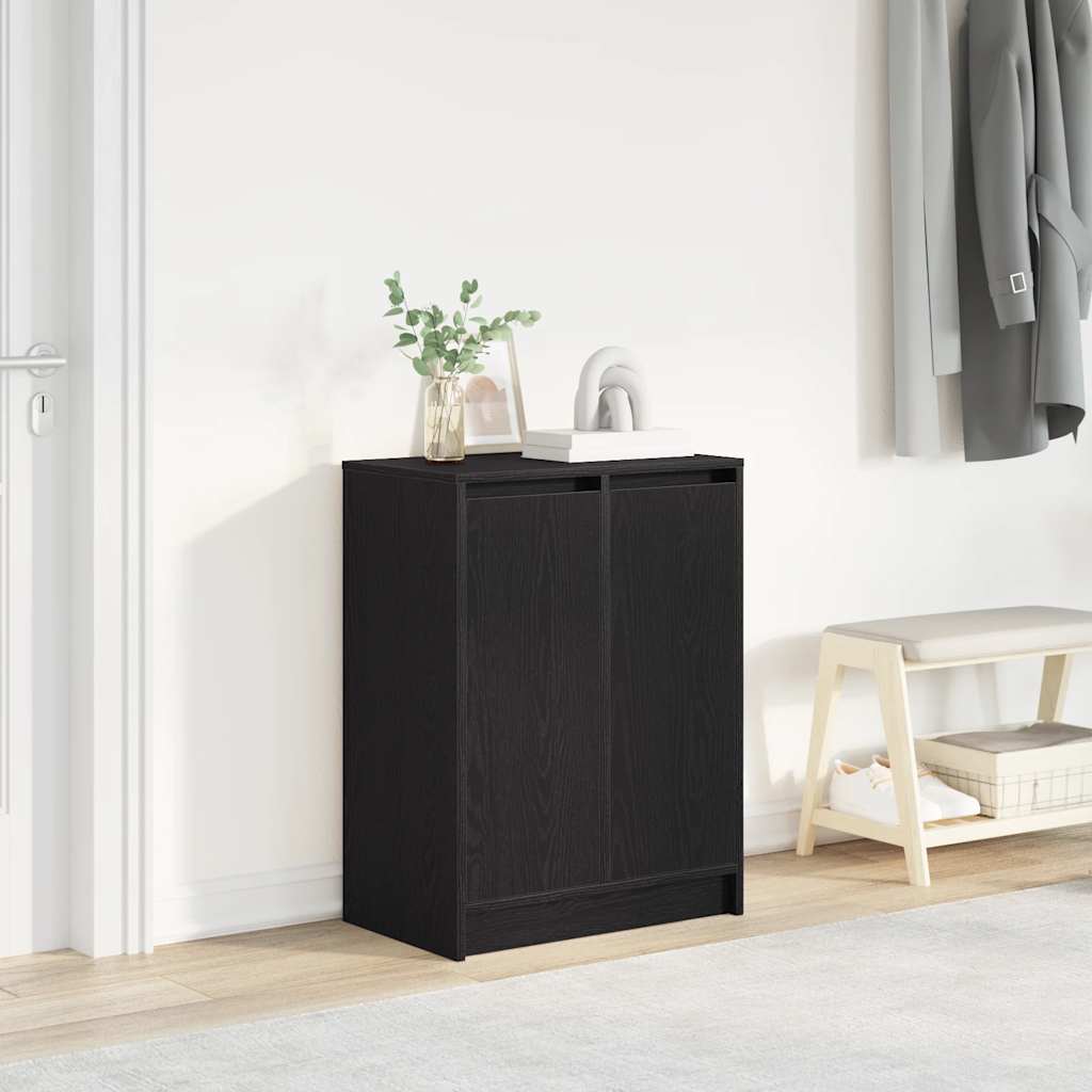 Armoire à chaussures chêne noir 57x34x76 cm bois d'ingénierie - XIOS