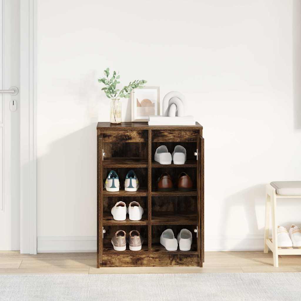 Armoire à chaussures chêne fumé 57x34x76 cm bois d'ingénierie - XIOS