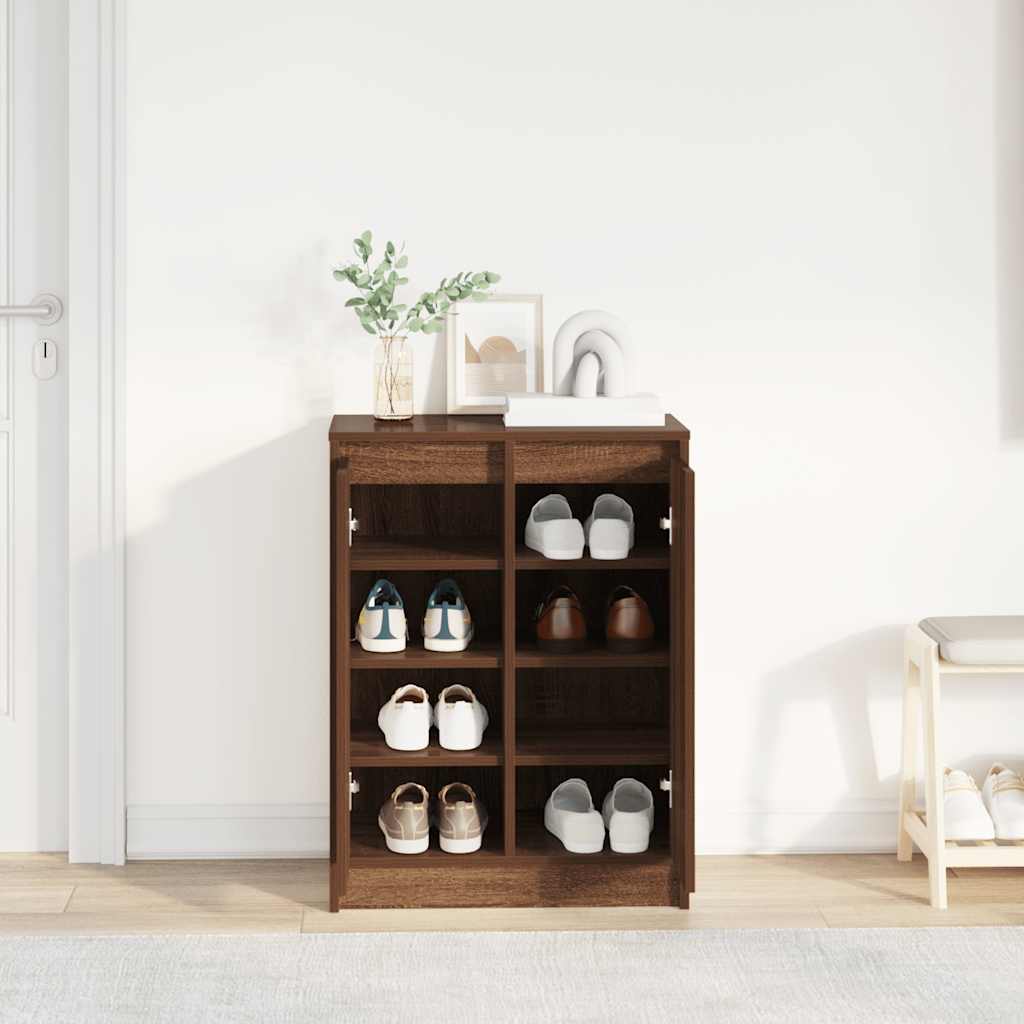 Armoire à chaussures chêne marron 57x34x76 cm bois d'ingénierie - XIOS