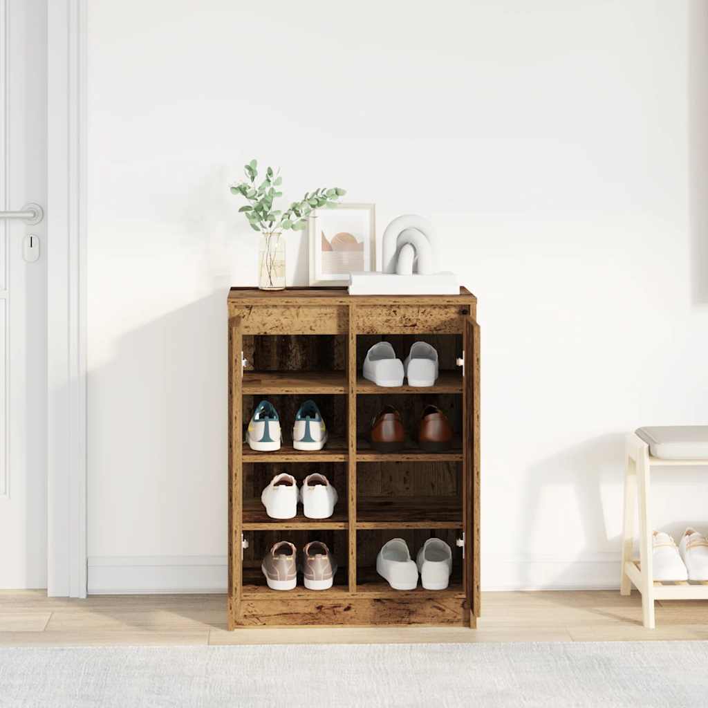 Armoire à chaussures vieux bois 57x34x76 cm bois d'ingénierie - XIOS
