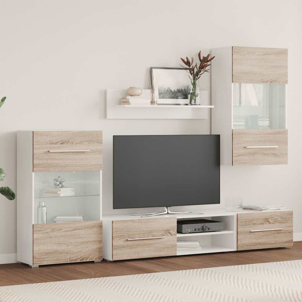 Meubles TV avec lumière LED 5pcs chêne sonoma bois d'ingénierie Meubles TV vidaXL   