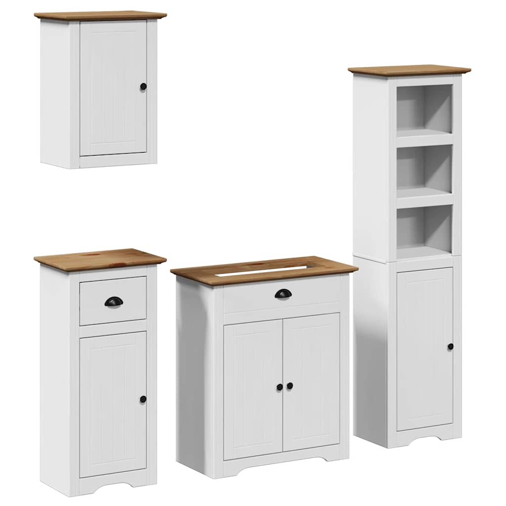 Meubles de salle de bain 4 pcs BODO blanc bois de pin massif Ensembles de mobilier pour salles de bains vidaXL