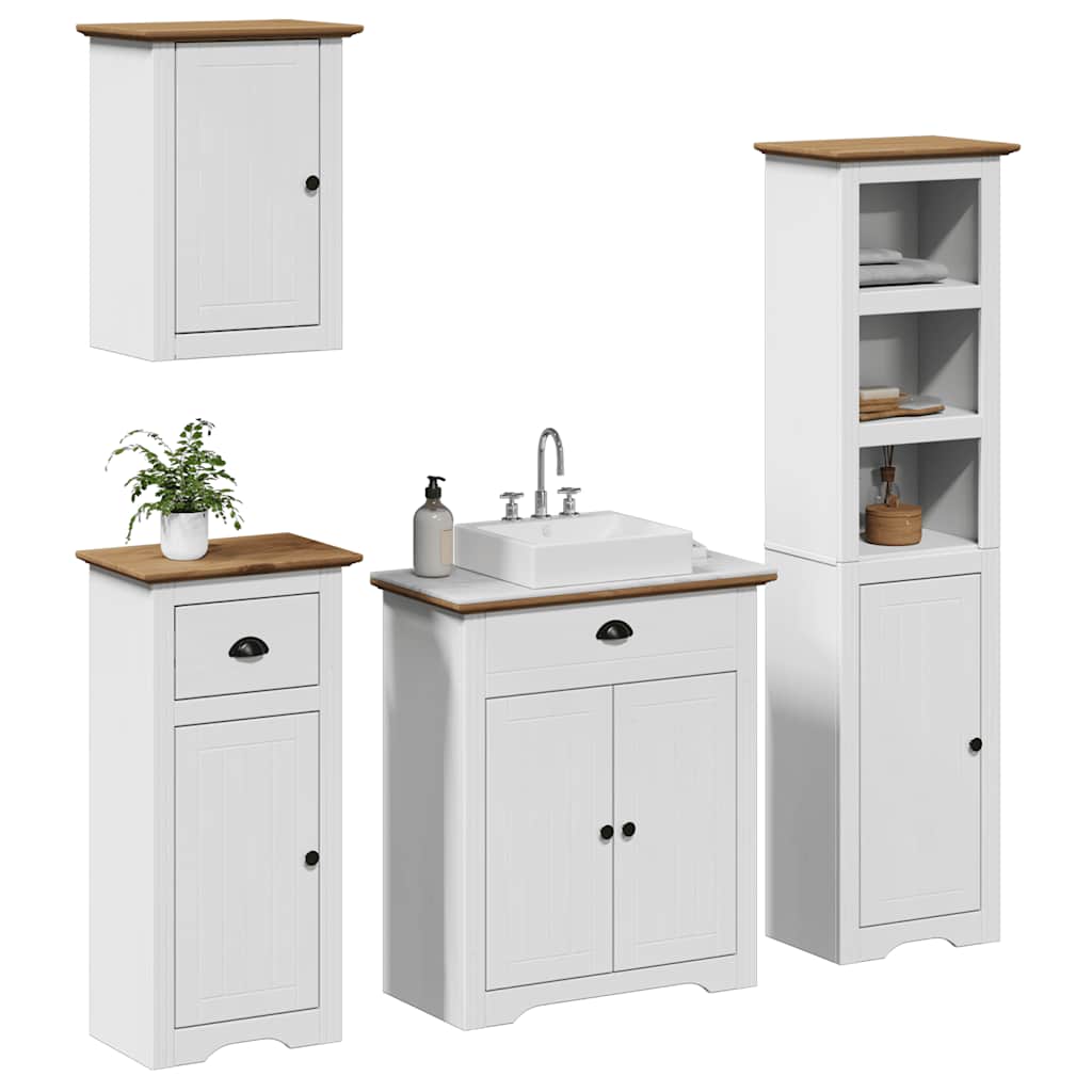Meubles de salle de bain 4 pcs BODO blanc bois de pin massif Ensembles de mobilier pour salles de bains vidaXL
