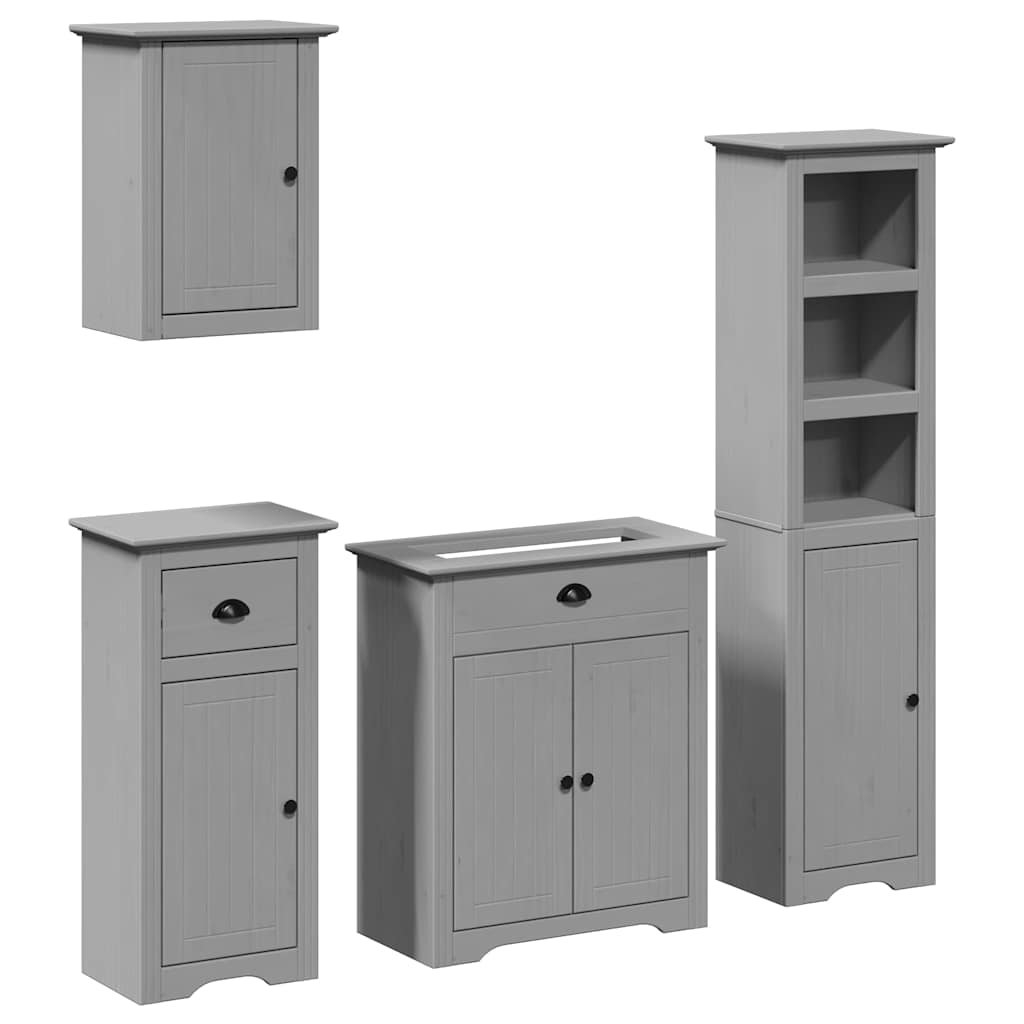 Meubles de salle de bain 4 pcs BODO gris bois de pin massif Ensembles de mobilier pour salles de bains vidaXL