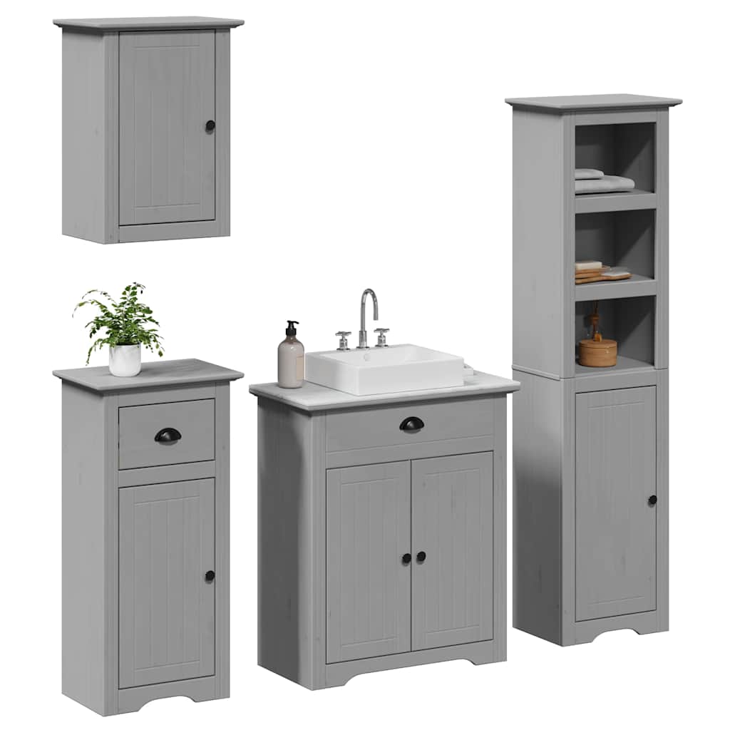 Meubles de salle de bain 4 pcs BODO gris bois de pin massif Ensembles de mobilier pour salles de bains vidaXL