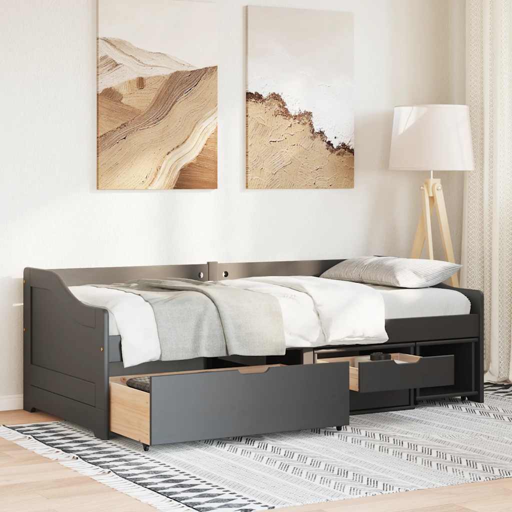 Lit de jour avec 3 tiroirs sans matelas IRUN noir 90x200 cm - XIOS