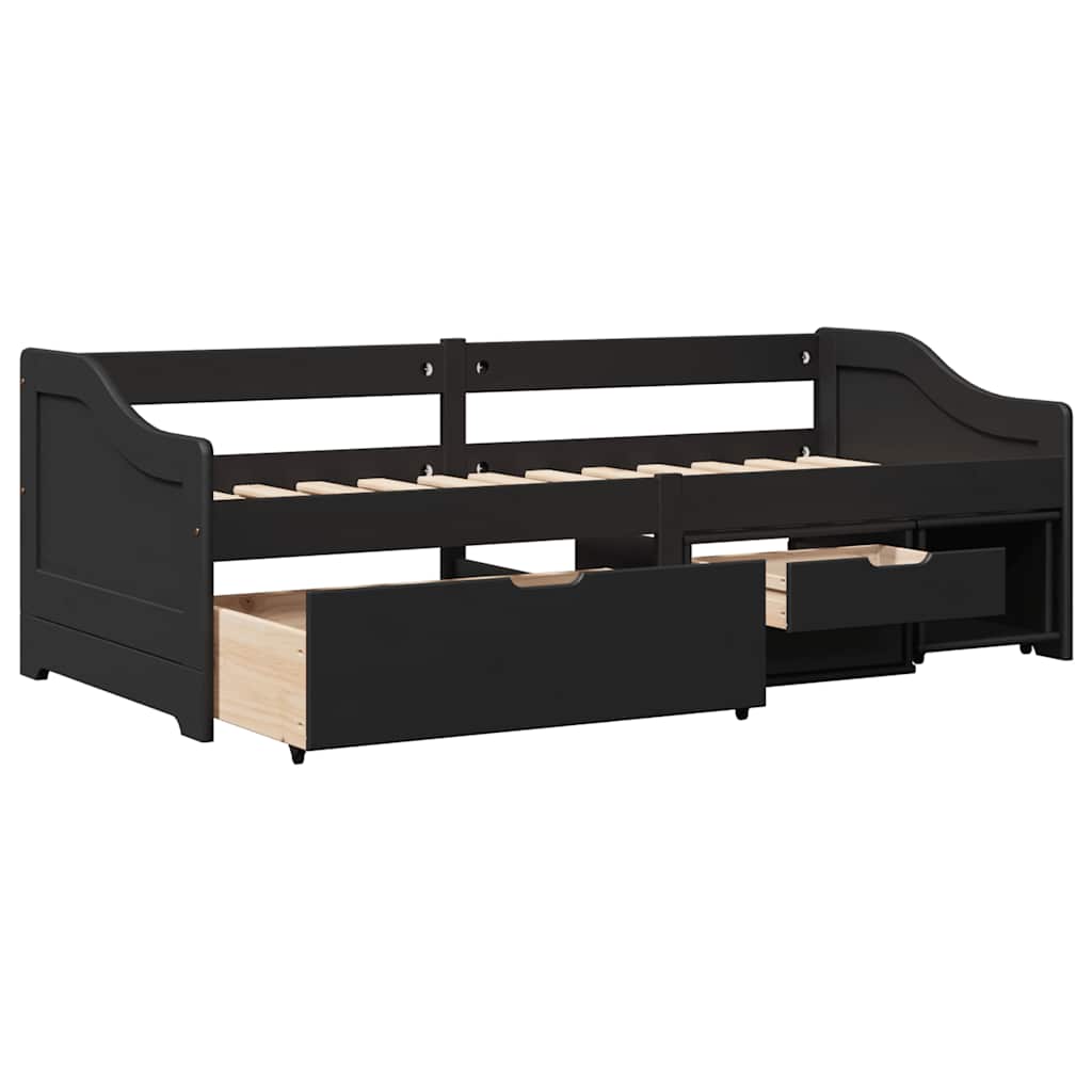 Lit de jour avec 3 tiroirs sans matelas IRUN noir 90x200 cm - XIOS