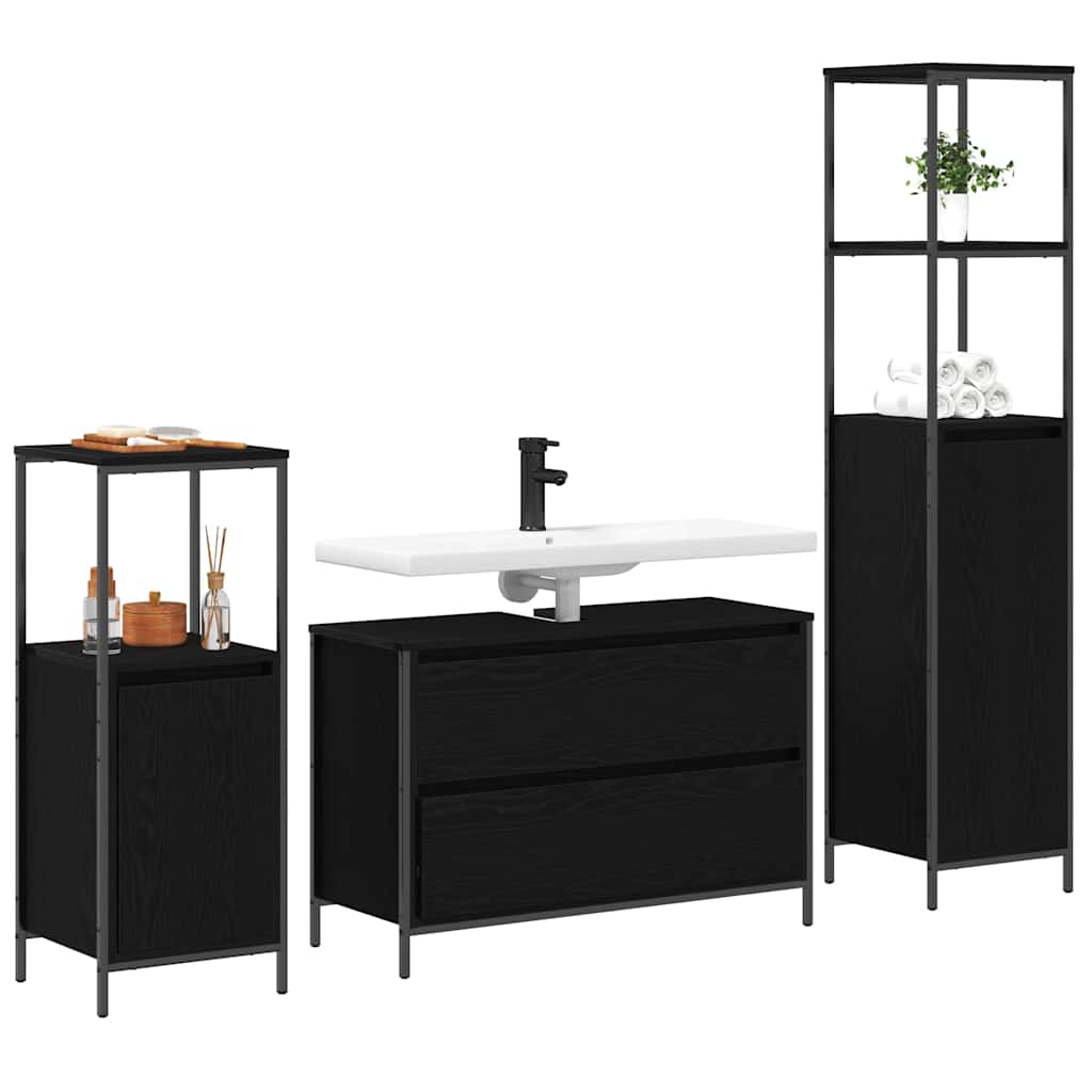 Ensemble de mobilier de salle de bain 3 pc Chêne noir - XIOS
