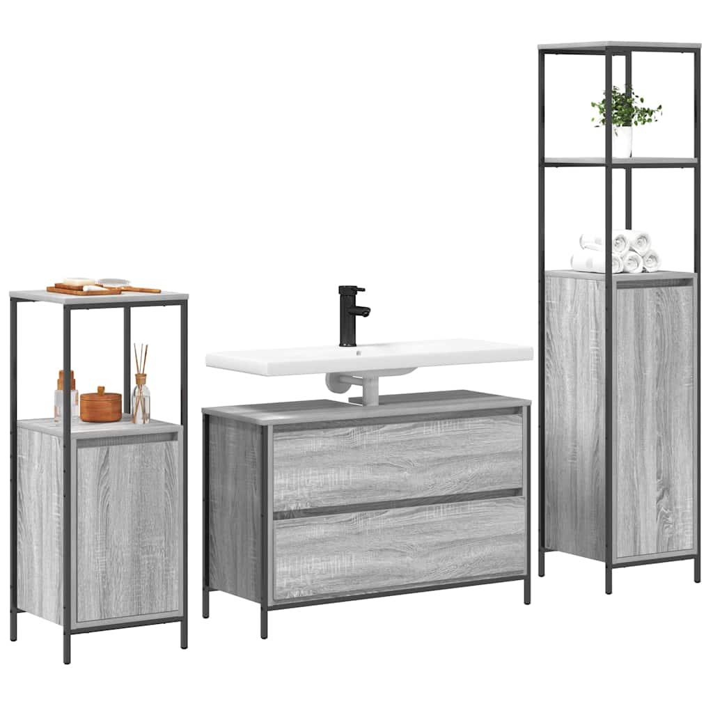 Ensemble de mobilier de salle de bain 3 pc Gris Sonoma - XIOS