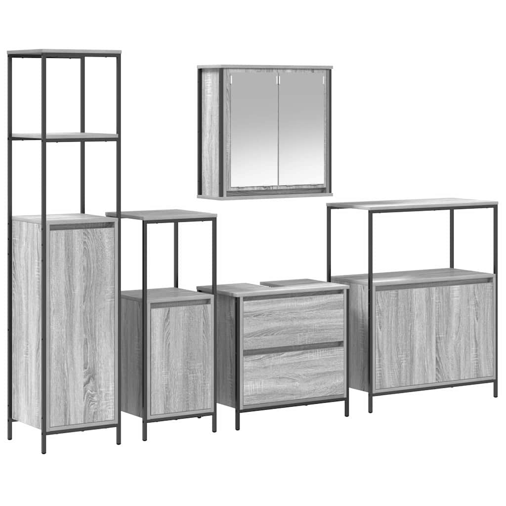 Ensemble de mobilier de salle de bain 5 pc Gris