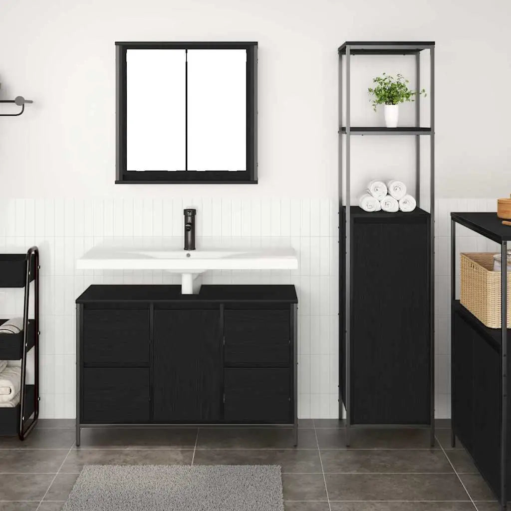 Ensemble de mobilier de salle de bain 2 pc Chêne noir - XIOS