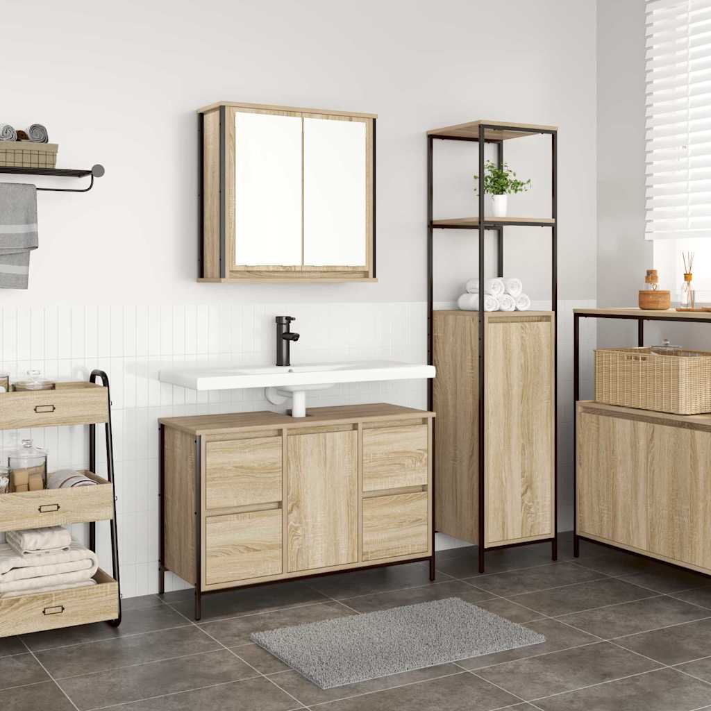 Ensemble de mobilier de salle de bain 2 pc Chêne Sonoma et noir - XIOS