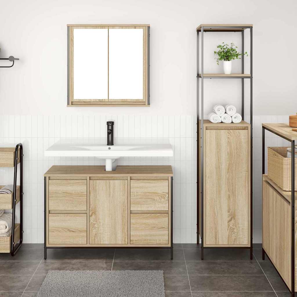 Ensemble de mobilier de salle de bain 2 pc Chêne Sonoma et noir - XIOS