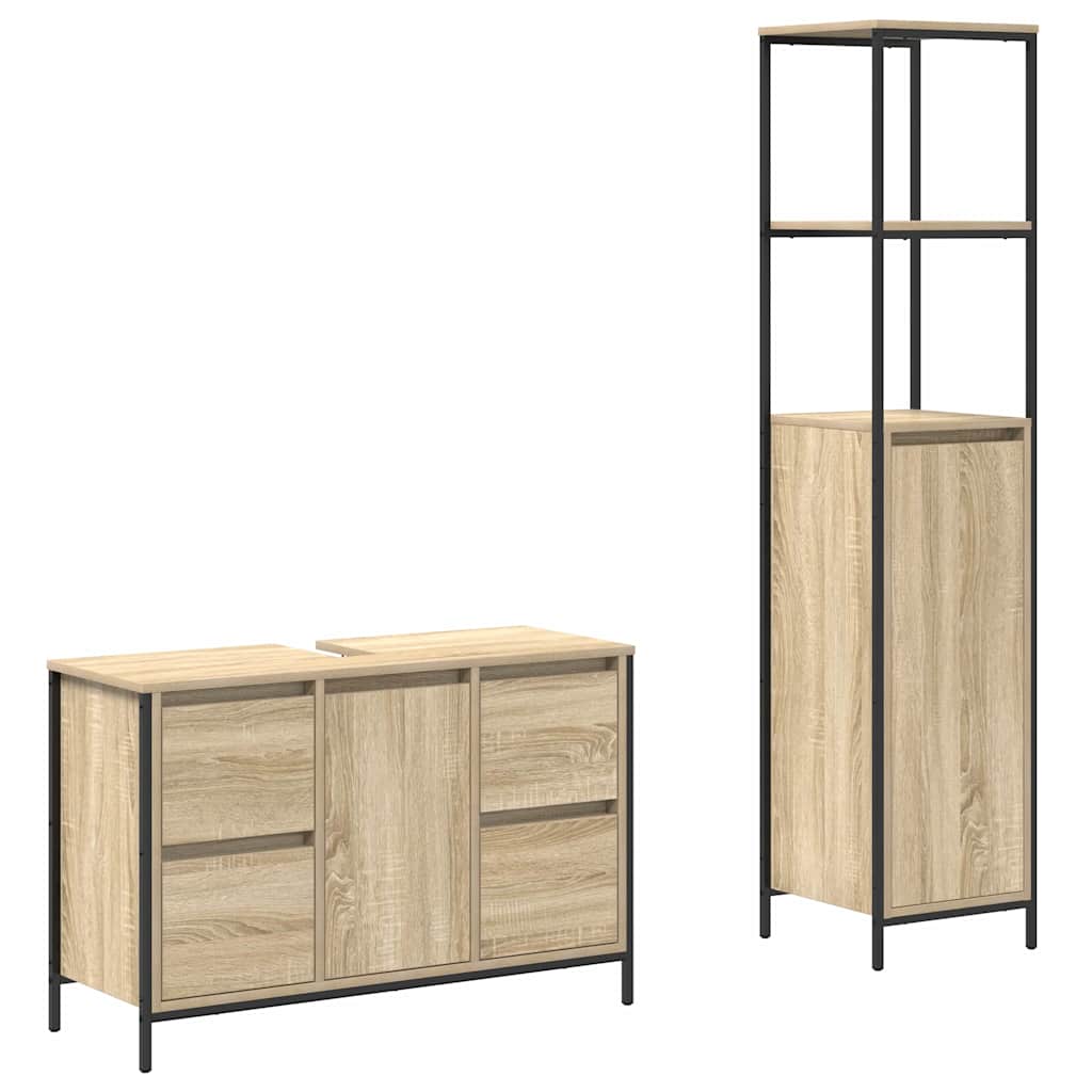 Ensemble de mobilier de salle de bain 2 pc Chêne Sonoma et noir - XIOS