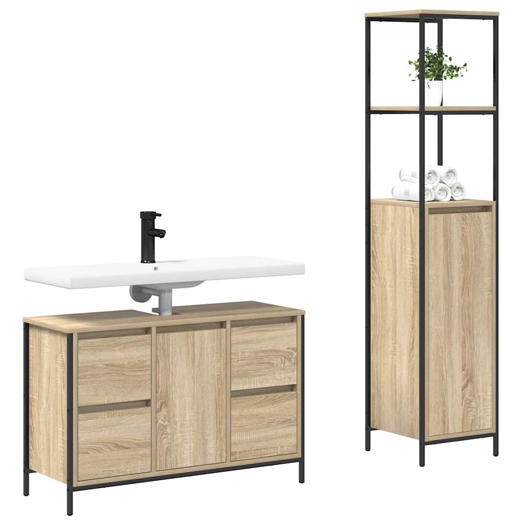 Ensemble de mobilier de salle de bain 2 pc Chêne Sonoma et noir - XIOS